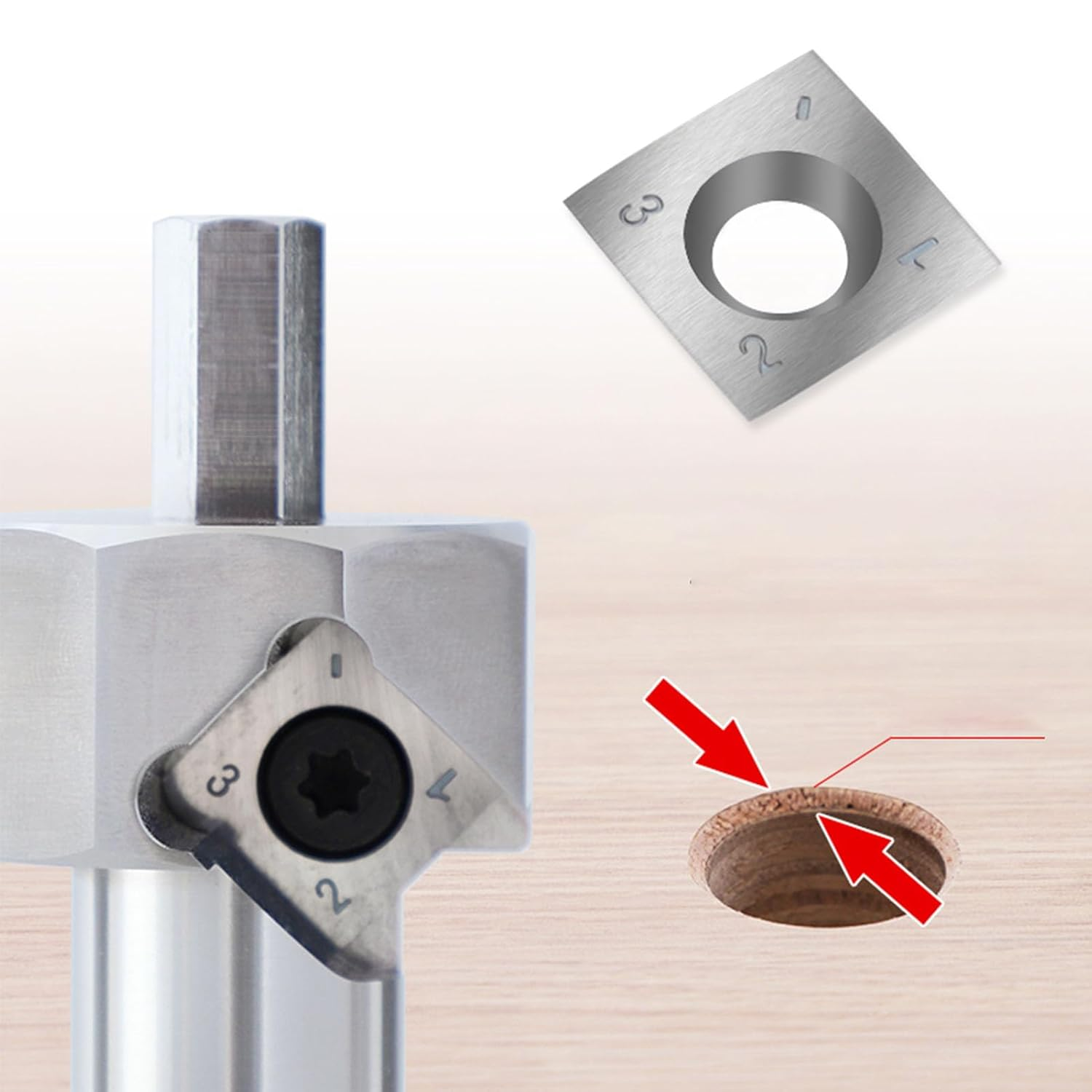 Jiawu 1 Count Hole Chamfer Reamer Tool, 20Mm Dog Hole Chamfer Reamer, Stainless Steel, T10 Alloy Blade, 9Mm Hex Shank, Woodworking Tool image number 6