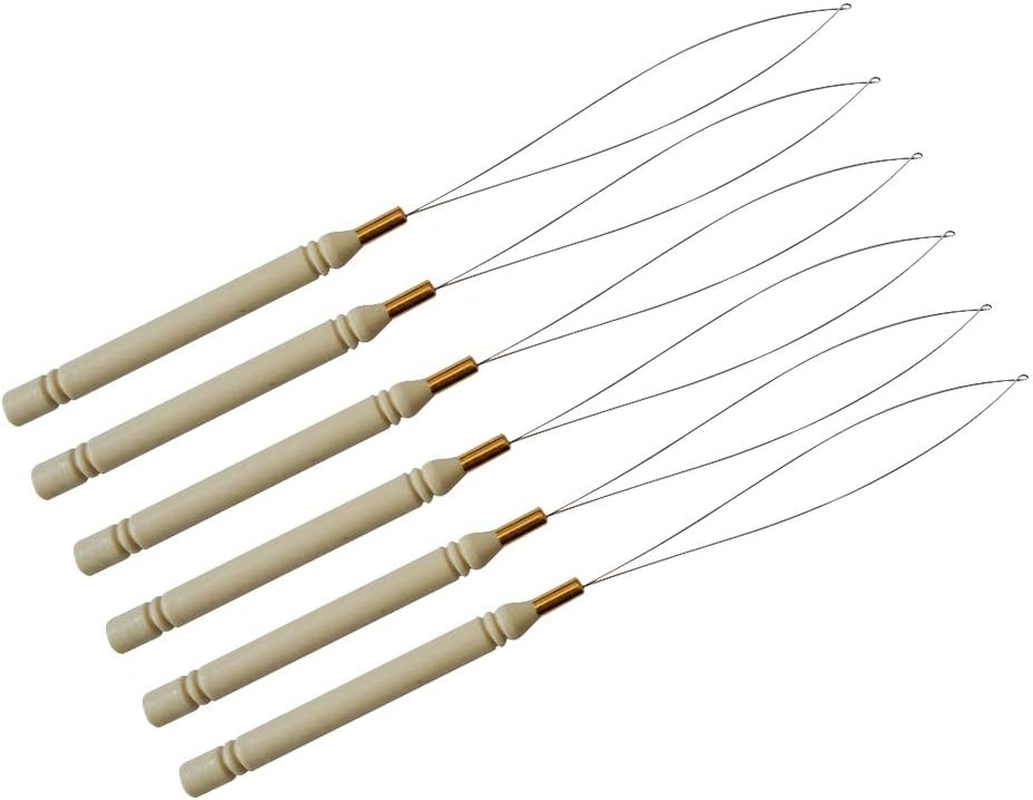 10 Pcs Micro Rings Hair Extension Loop Needle Threader Wire Pulling Hook Beading Tool Hair Extensions Bead Device Tool for Hair or Feather Extensions