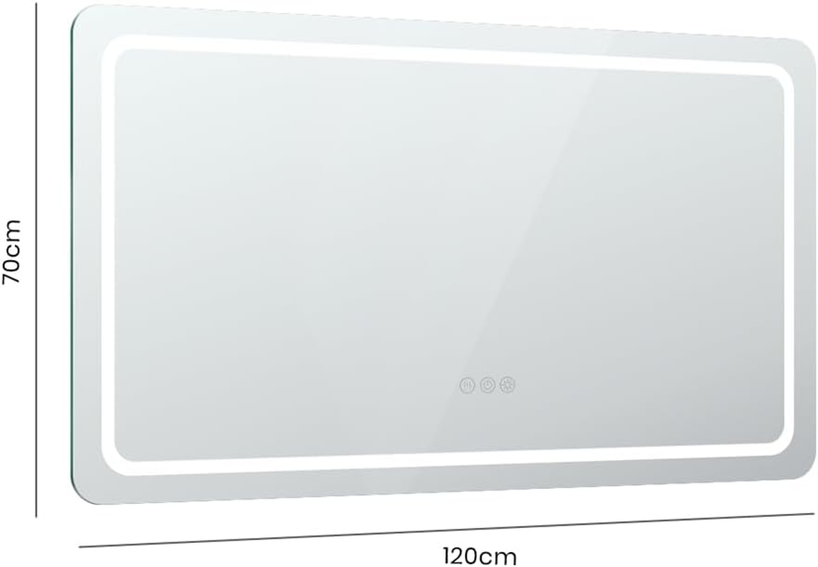 Simplus LED Wall Mirror Bathroom Mirrors for Wall Mounted Anti-Fog 3 Colors Dimmable Lighting Smart Touch Switch Vanity Makeup Mirror 120X70Cm image number 2