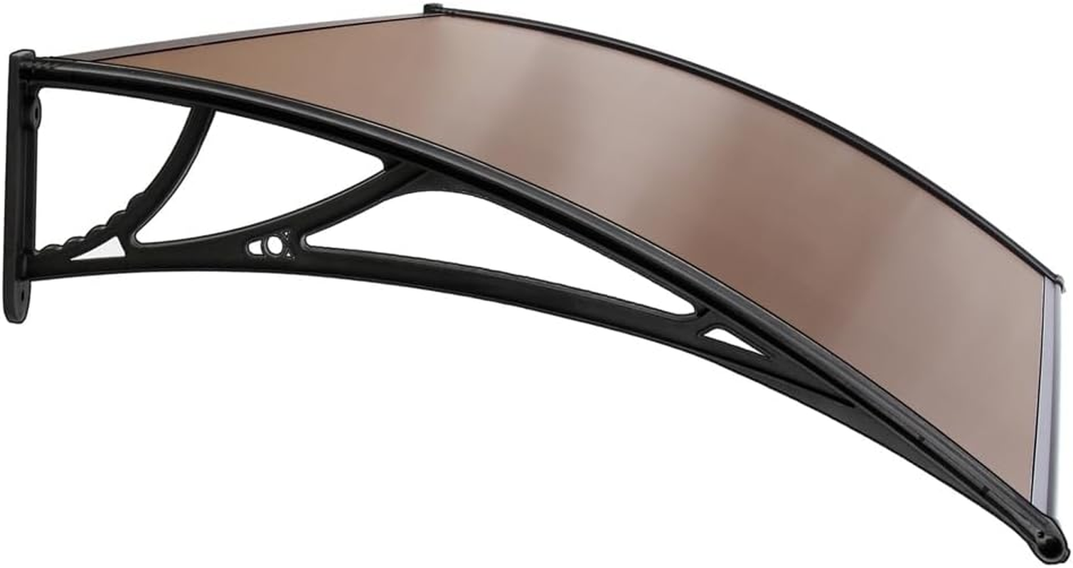 Instahut Window Awning Brown PC Panel with Black Bracket Outdoor Door Canopy Sun Shade Shelter, Patio Terrace Garden Baconly Porch Shield Rain Snow Eaves Cover Protector, 1Mx2M DIY image number 4