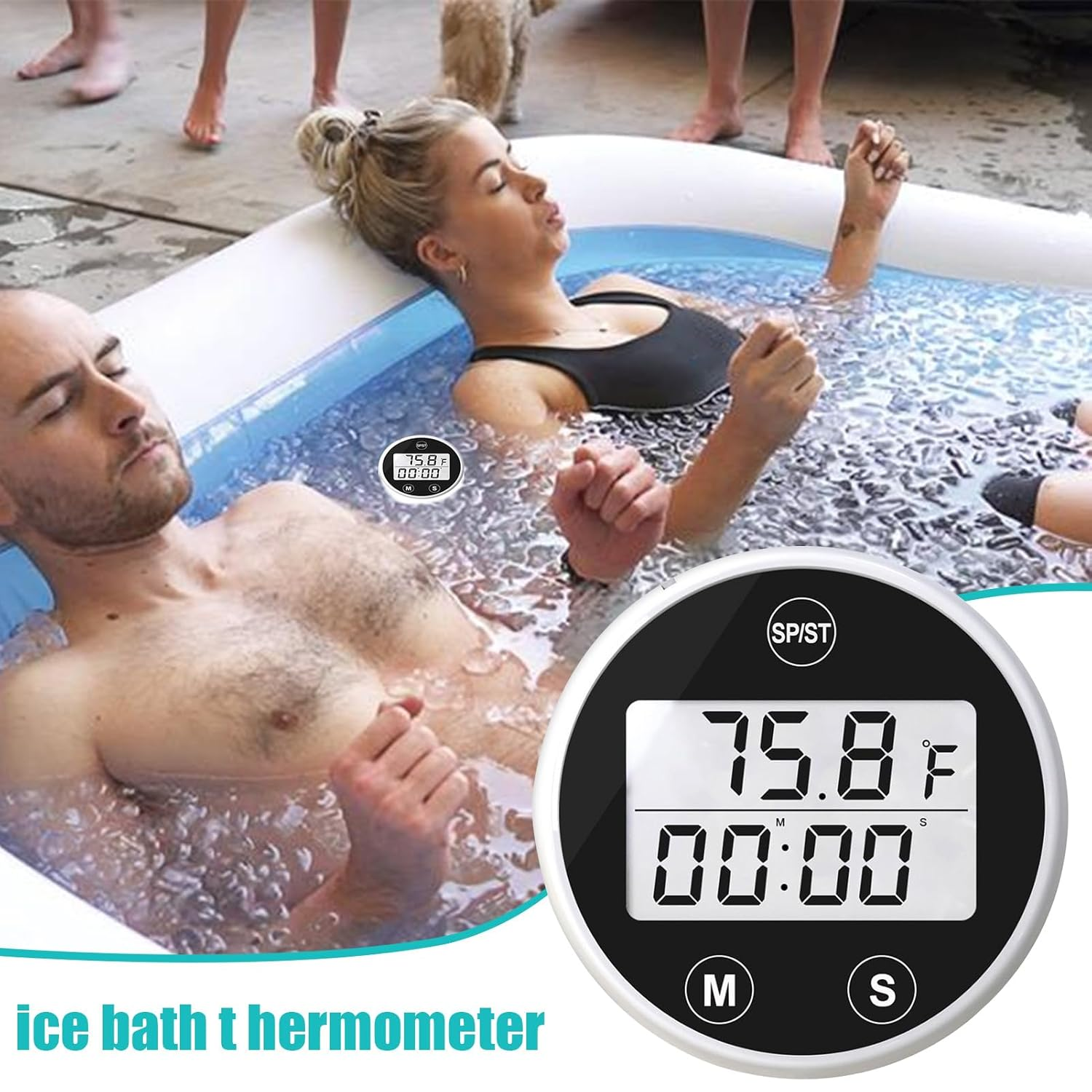 Floating Water Thermometer - Pond and Hot Tub Gauge with Alarm | Easy-Read Floating Temperature Sensor with Timer, Waterproof Design for Pool Spa Bath Outdoor Water Monitoring, 1.57 Inches image number 2