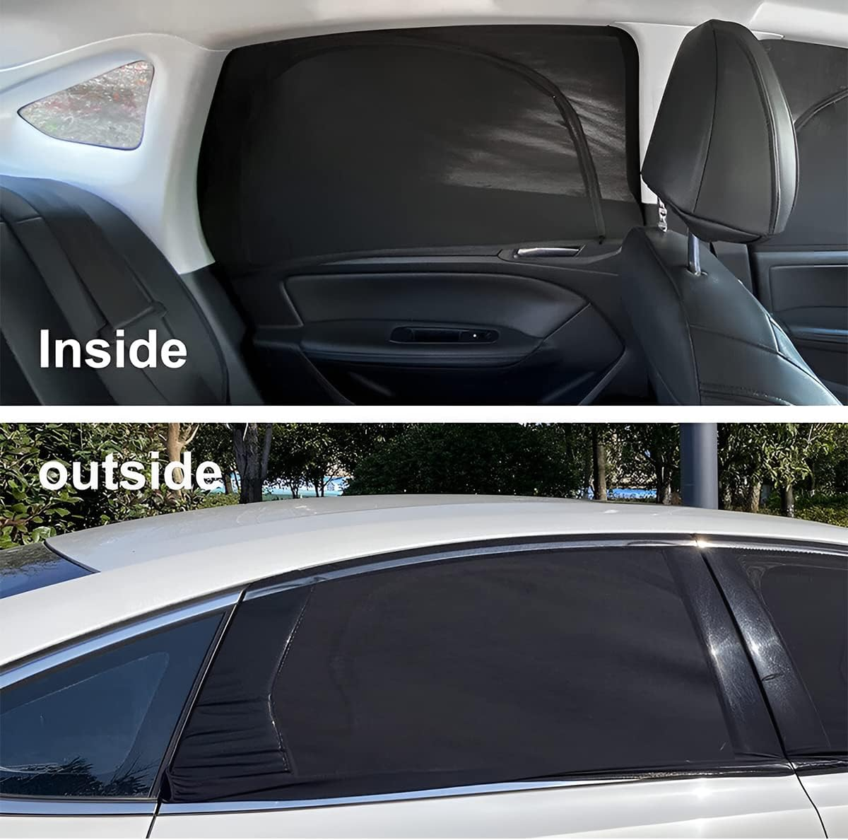 Loyaforba 2Pcs Car Window Shade, Zipper Breathable Side Sun Mesh, Auto Stretchy Front Rear Curtain Rays Cover Screen for Baby, Universal Vehicle Camping Privacy Protection (Rear/35.4''&times;20.5''), Black image number 5
