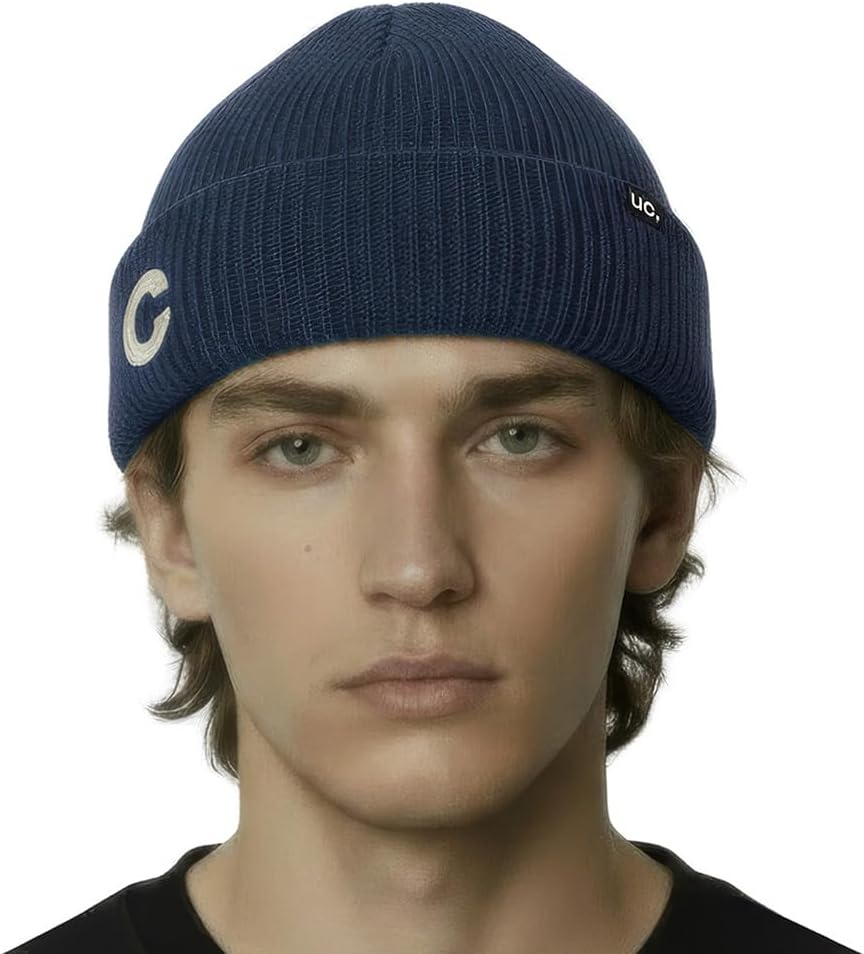 UNDERCONTROL Logo Label Patch Unisex Winter Short Thick Cuffed Rollup Warm Beanie Korea Trawler Fisherman Soft Knit Skullcap