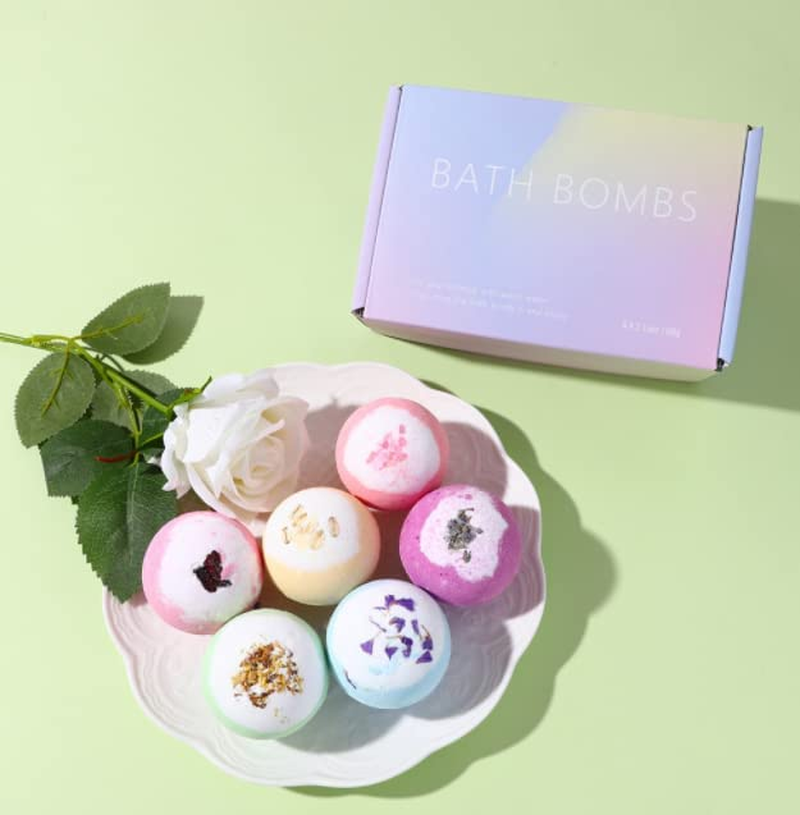 Uandhome Bath Bombs Gift Set 6 Pack, Natural Handmade Essential Oil SPA Bubble Bath Bomb Balls 6 Pieces, Shower Bombs with Moisturizing Shea Butter for Women Girls Kids Mom Valentine&rsquo;S Day Birthday