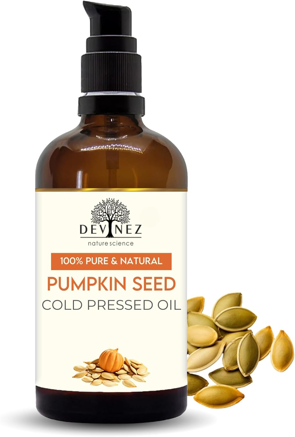 Devinez Pumpkin Seed Pure Cold Pressed Certified Oil, 50Ml - 100% Pure & Natural, Undiluted for Hair Loss, Younger Looking, Healthier Skin & Natural Remedies image number 4