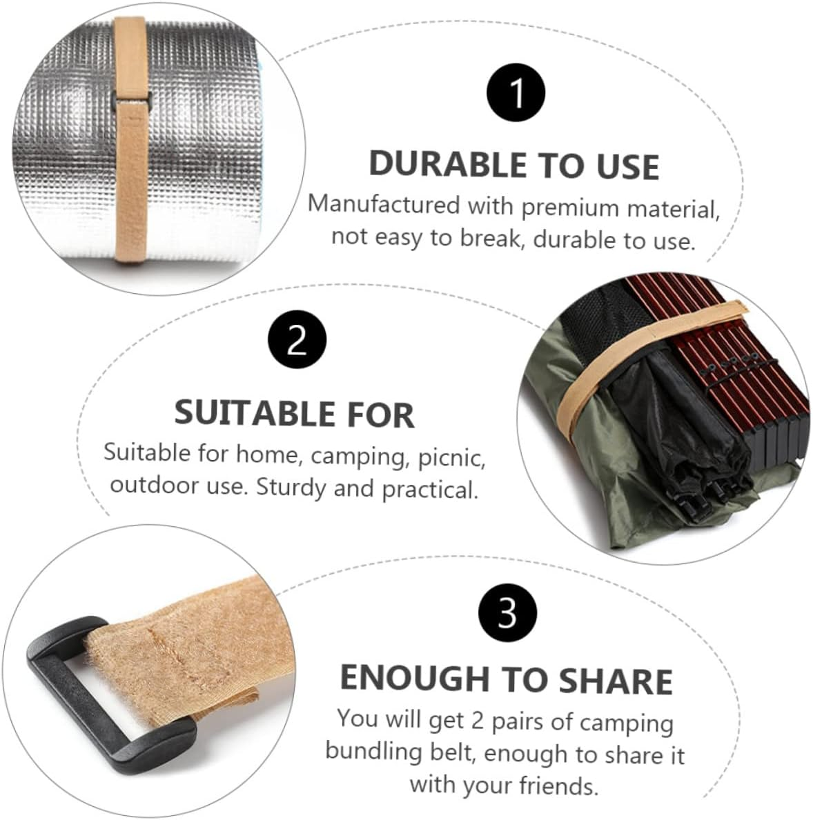 OSALADI 4Pairs Camping Essentials of Luggage Straps Binding Belt Release Compact Design image number 6