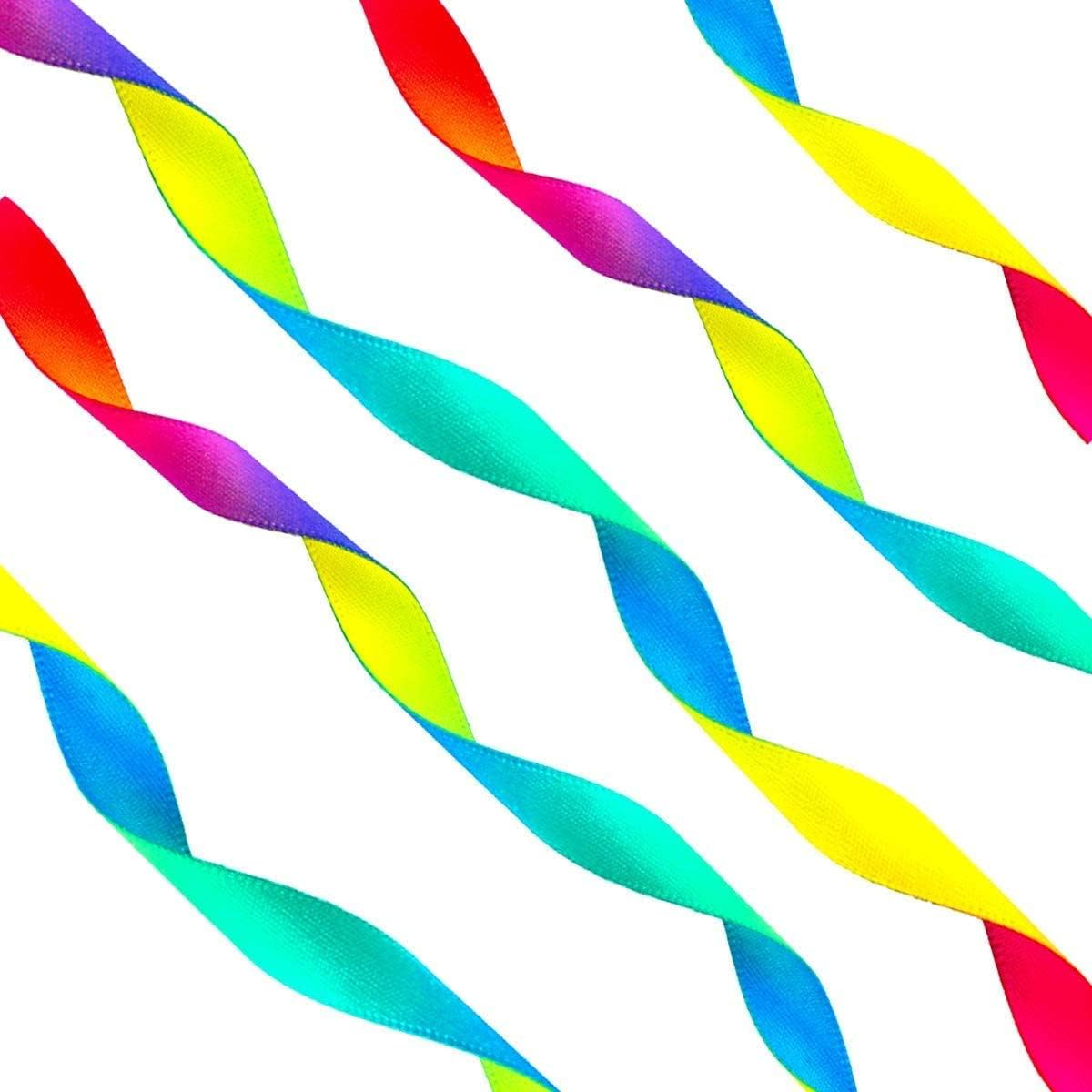 Teemico 50 Yards 1.5Cm Wide Satin Ribbon Gradient Rainbow Double Side Rainbow Colorful Printed for DIY Handmade image number 1