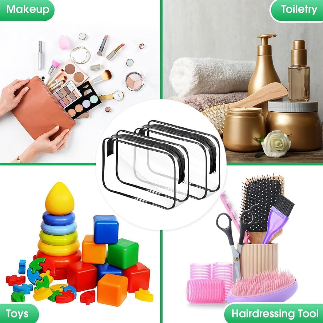 Idopick 9 Packs Toy Storage Bags Clear PVC Organizing Bags with Zipper Reusable Travel Waterproof Organizer Bags for Toys,Books,Building Blocks,Puzzle image number 6