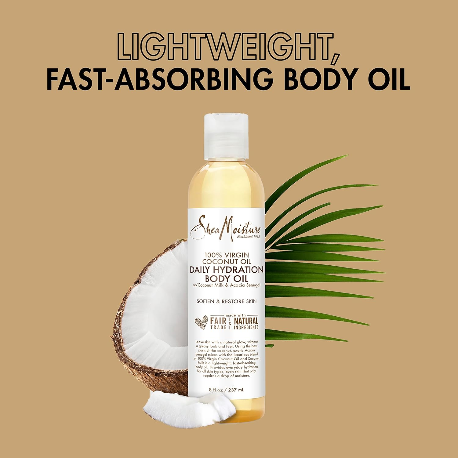 Sheamoisture Daily Hydration Body Oil Virgin Coconut Oil for Dry Skin Paraben Free 8 Oz image number 1