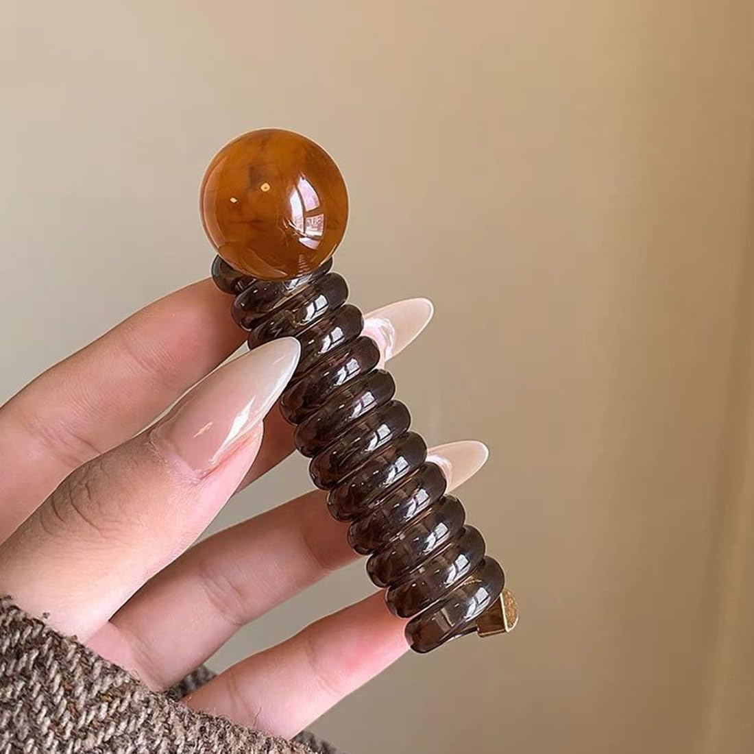 3 Pcs Bead Bubble Spiral Hair Tiestelephone Wire Hair Bands Elastic Hair Ties for Women Girls Ponytail Holder Accessories image number 1