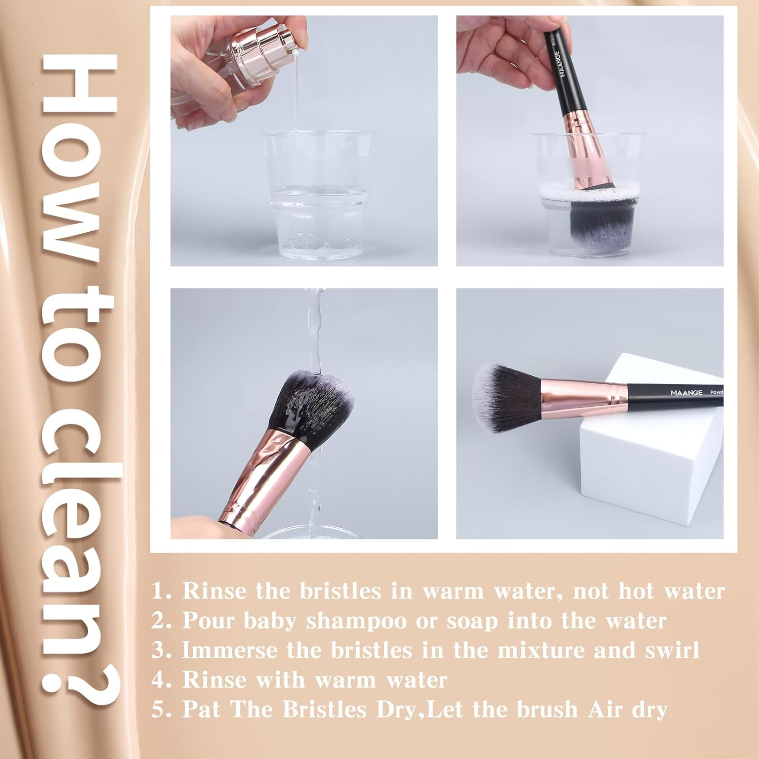 MAANGE Professional Makeup Brushes, 30 Pcs Makeup Brushes Set Premium Synthetic Face Foundation Powder Brush Kit Travel Makeup Brushes (Black Gold) image number 6