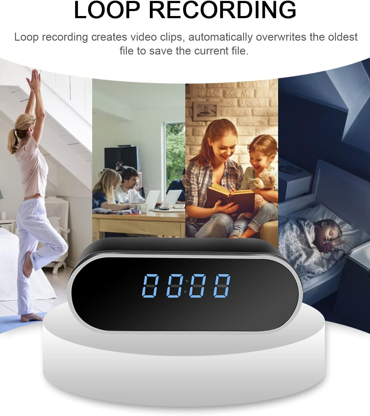 KAGMY Wifi Indoor Hidden Camera for Home Security,1080P Clock Camera with Night Vision/Motion Detection/Loop Recording, Wireless Surveillance Spy Cameras Clock