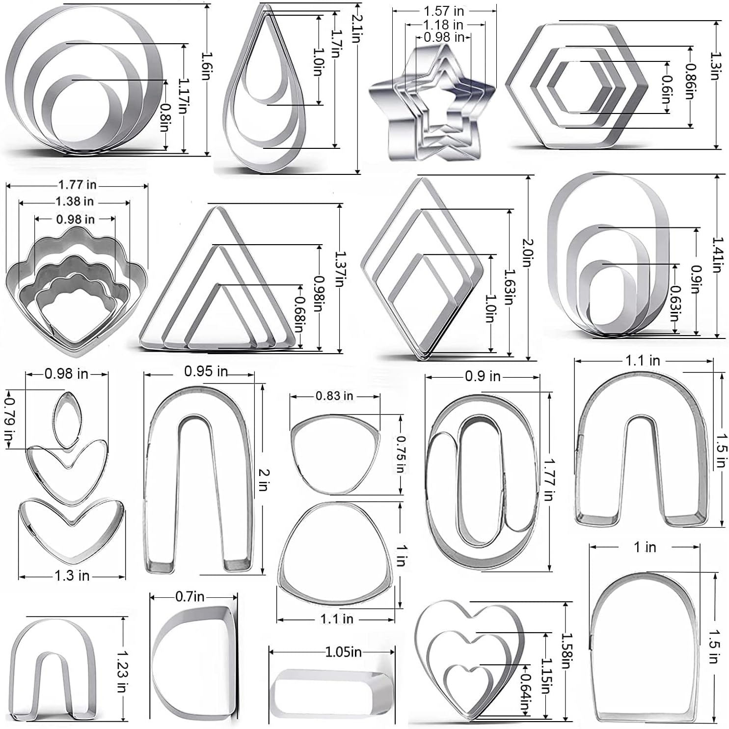 Taicols 39 Pcs Mini Cookie Cutters Set, Stainless Steel Mini Geometric Shaped Cookie Biscuit Cutter Set, Heart Star Flower Hexagon Diamond Shapes, Polymer Clay Cutters for Kids, Biscuit Fruit Cutter image number 3