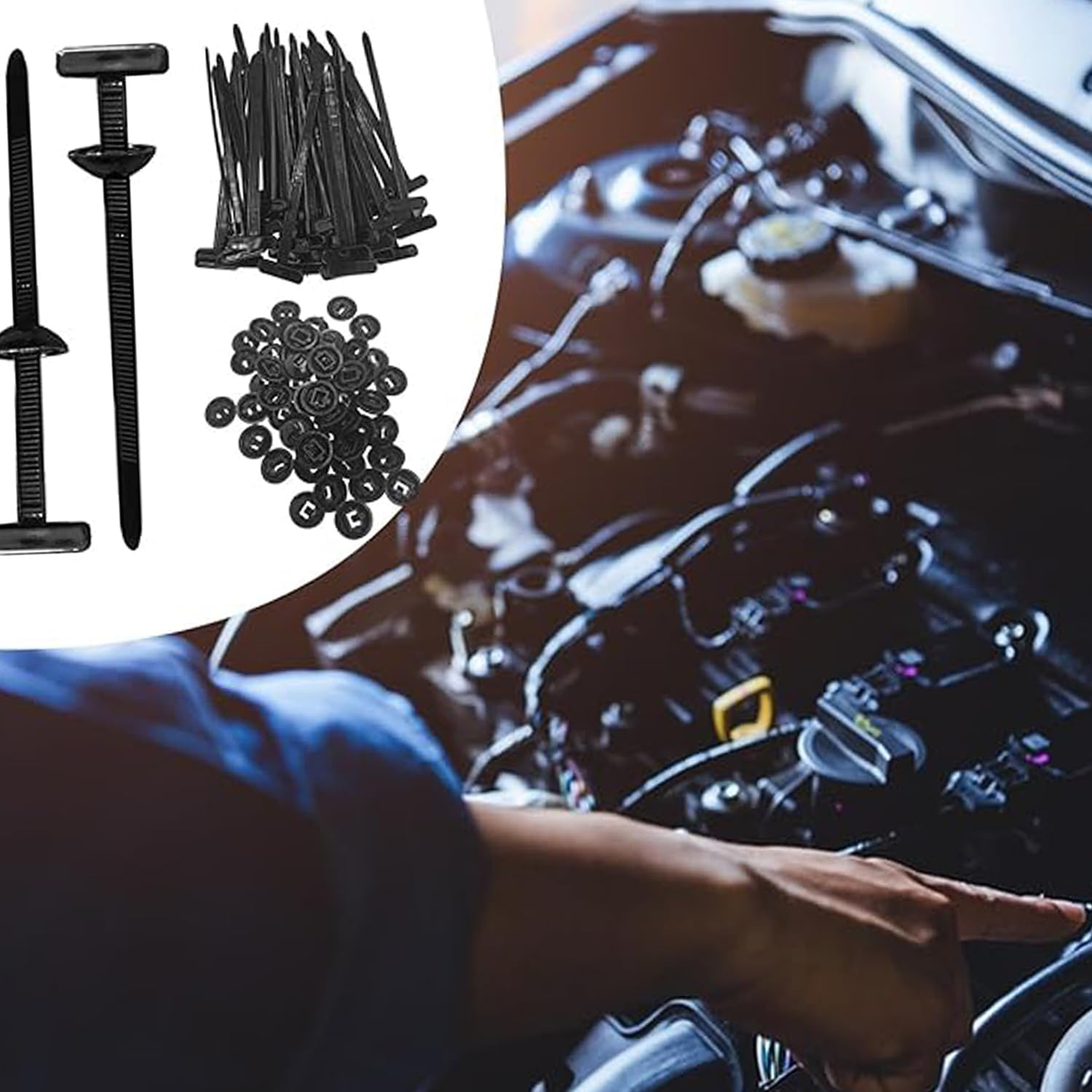 WEZCHUGHAOL 200Pcs Nylon Cable Ties with Buckles, Self-Locking UV Resistant Zip Tie Holders,Car Auto Fixing Repair, Multipurpose Fasteners for Organizing Securing Wires, Cables, Tools image number 1