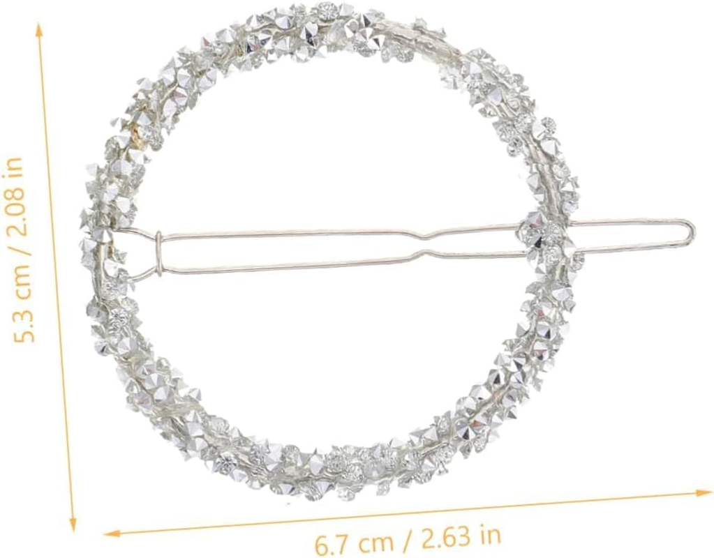 Round Circle Bling Hairpins, 3 Piece Glitter Bling Hair Pin Minimalist Hair Clips, round Circle Hollow Hairpin Hair Clips,Glitter Circle Barrettes Minimalist Hairpins for Women image number 5