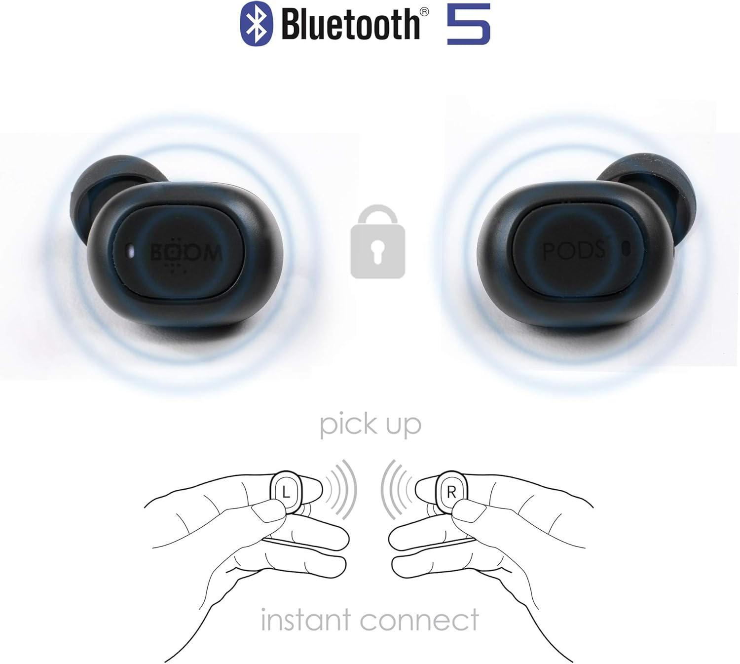 BOOMPODS Boombuds Go True Wireless - Best Sports Earbuds, Bluetooth, Portable Magnetic Charging Case, Water/Sweat Resistant IPX 4, Instant Connect TWS image number 1