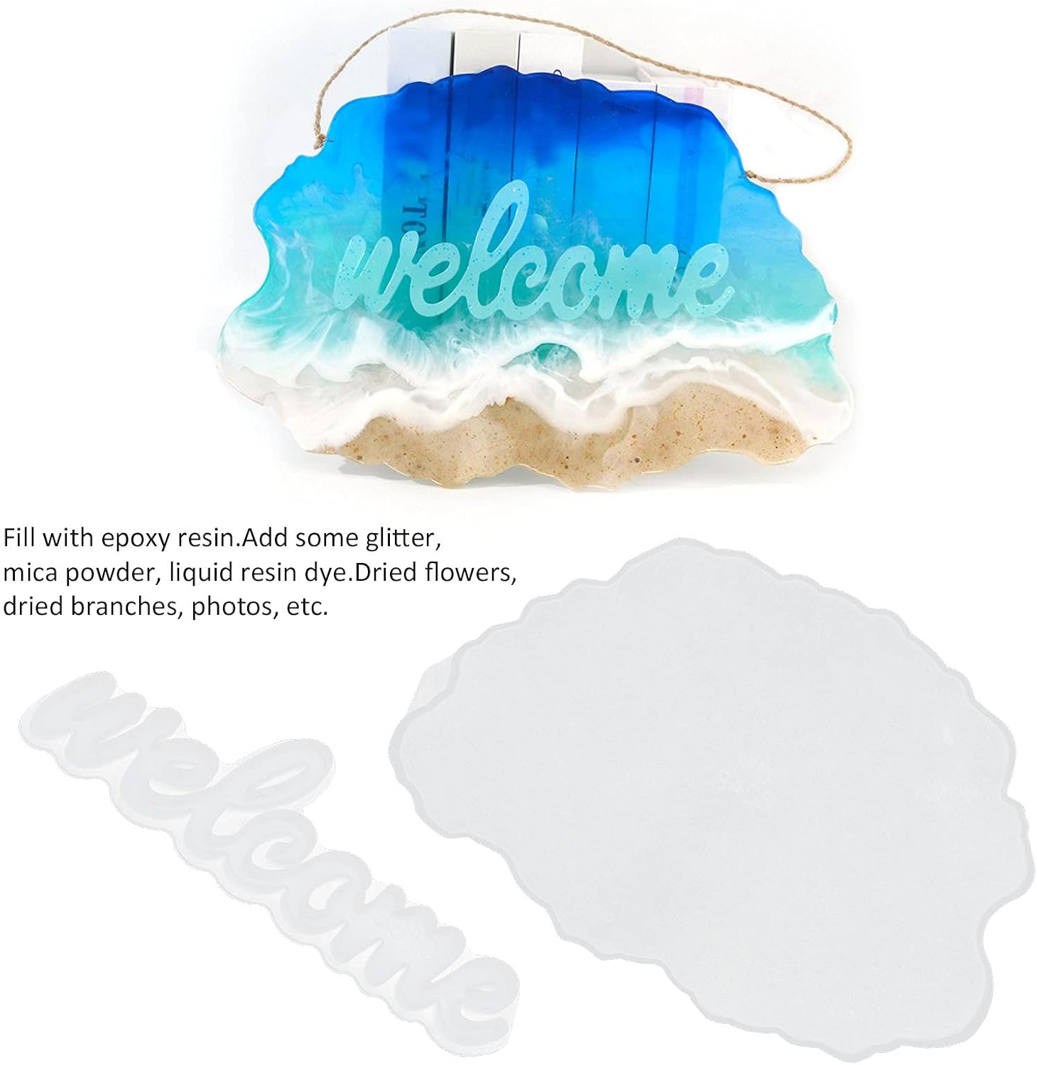 2Pcs Welcome Resin Molds Resin Moulds Resin Casting Mold for Home Desk Table Room Decor Wall Art