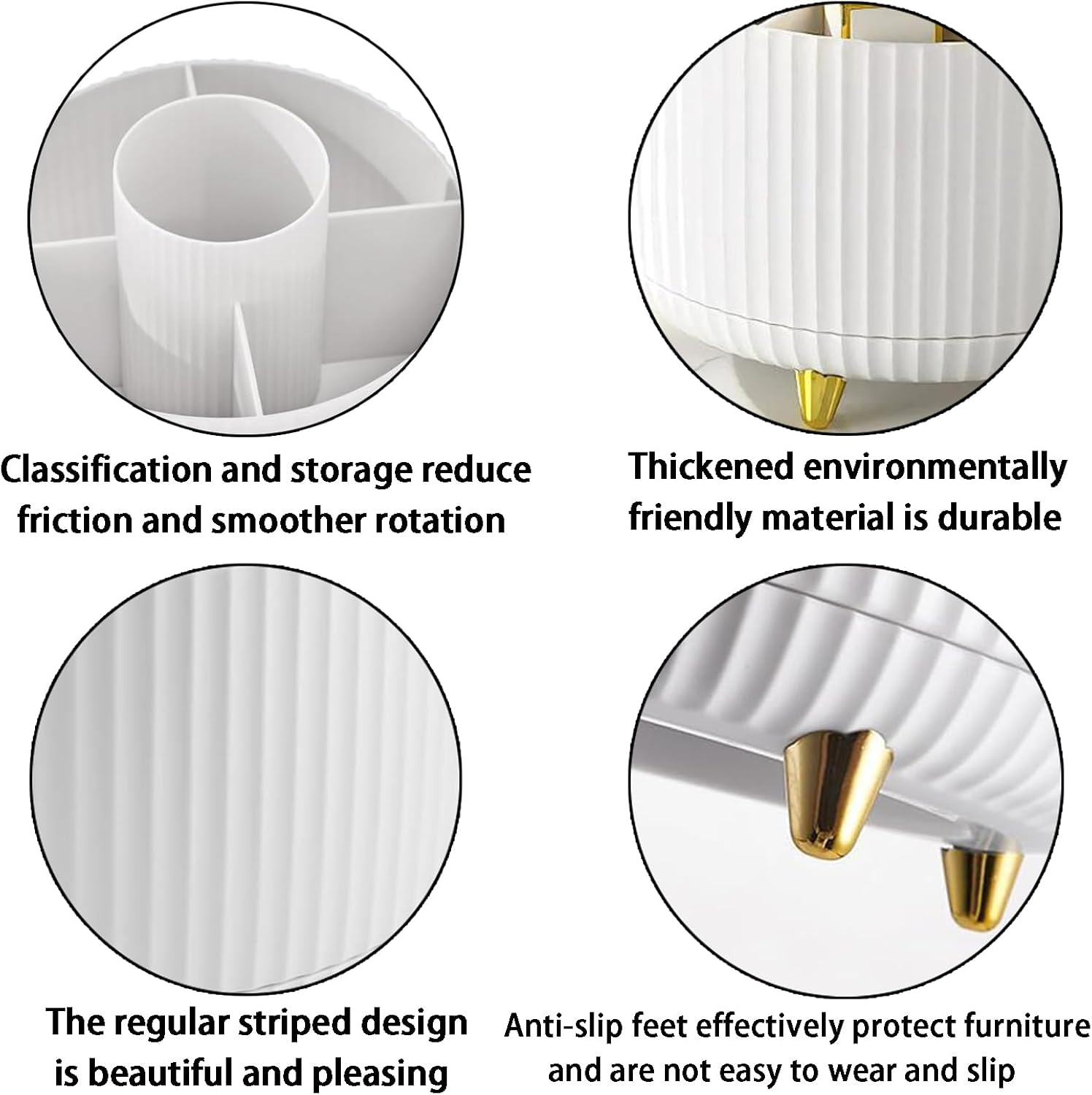 360&deg; Rotating Makeup Brush Holder Organizer - White Cosmetic Storage for Brushes, Nail Polish, Art Supplies - Countertop & Vanity Desktop Organizer image number 1