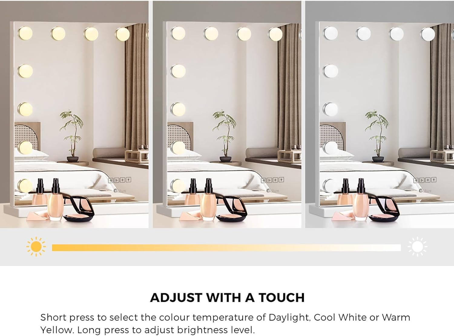 Oikiture Makeup Mirror with Light Hollywood Smart Makeup Mirror with 15 LED Bulbs 60 X 52Cm Bluetooth Speaker USB Power Charging Vanity Mirror with 10X Magnifying Mirror image number 5