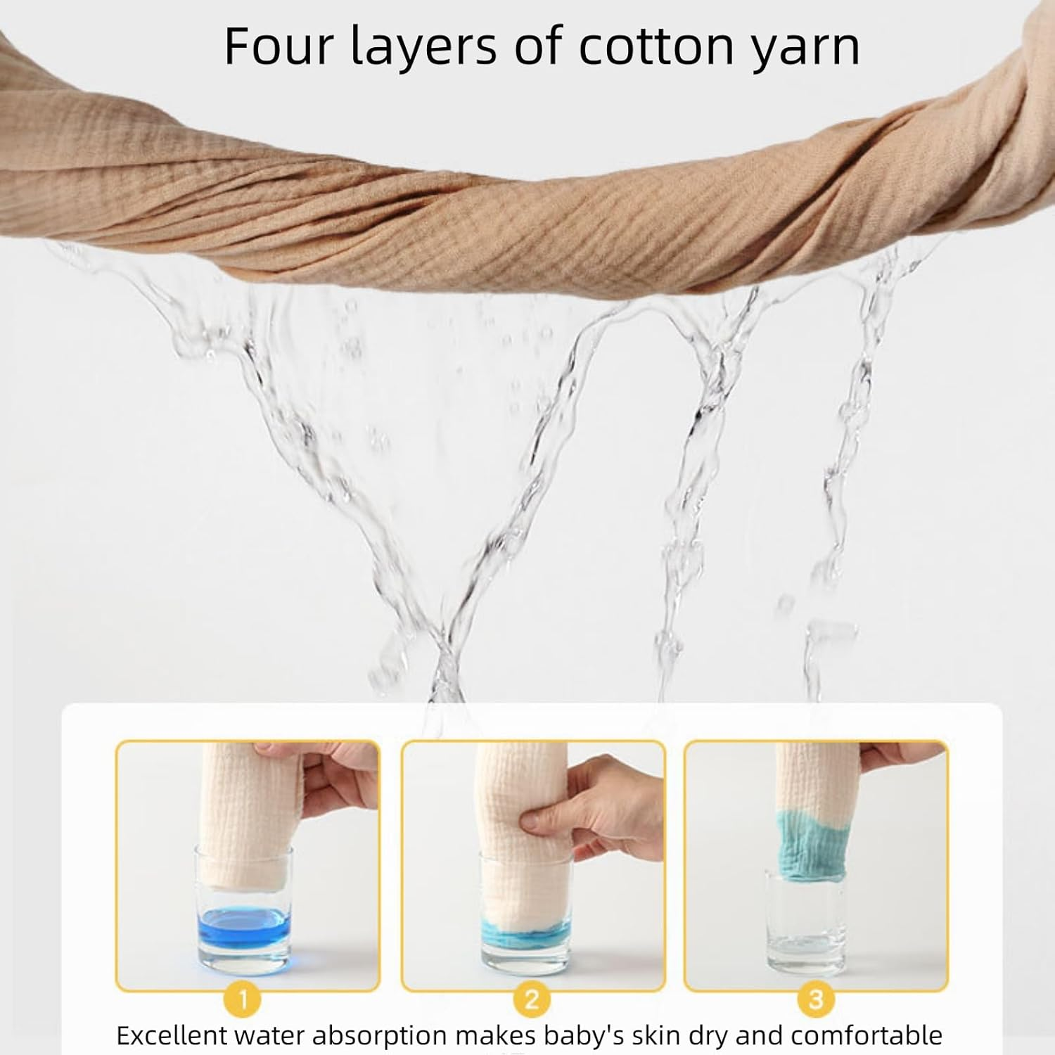 Agrap 7-Layer Pure Cotton Hiccup Cloth, 100% Cotton, 20 Inches X 10 Inches, Suitable for Baby Drool and Grooming, Soft, Safe, and Gentle Baby Bath Towel, Gender Free, Is the Best Gift Choice (Large) image number 3