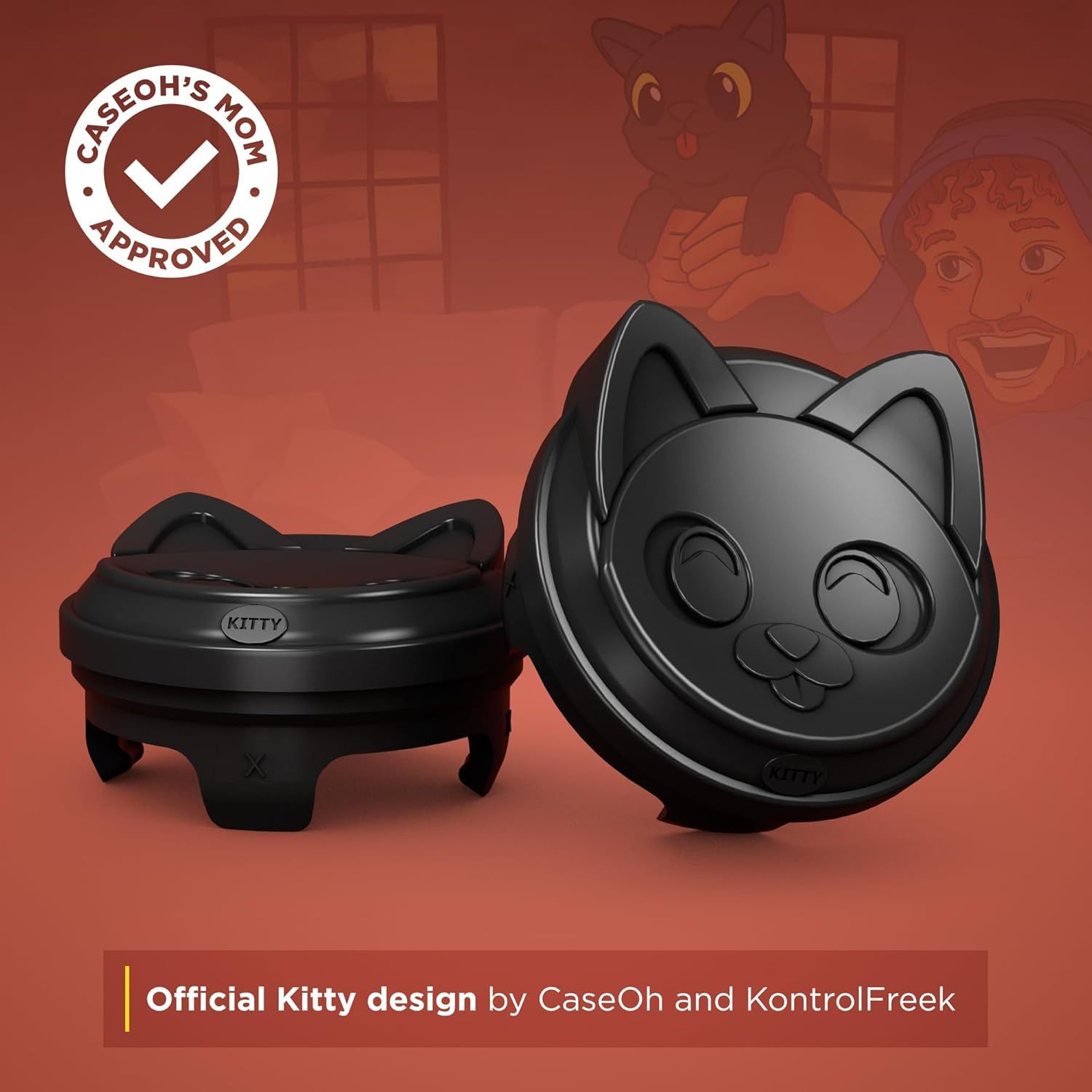 Kontrolfreek Caseoh Performance Thumbsticks &ndash; Kitty! Edition | Playstation 5 (PS5), Playstation 4 (PS4) Controller | Black image number 3
