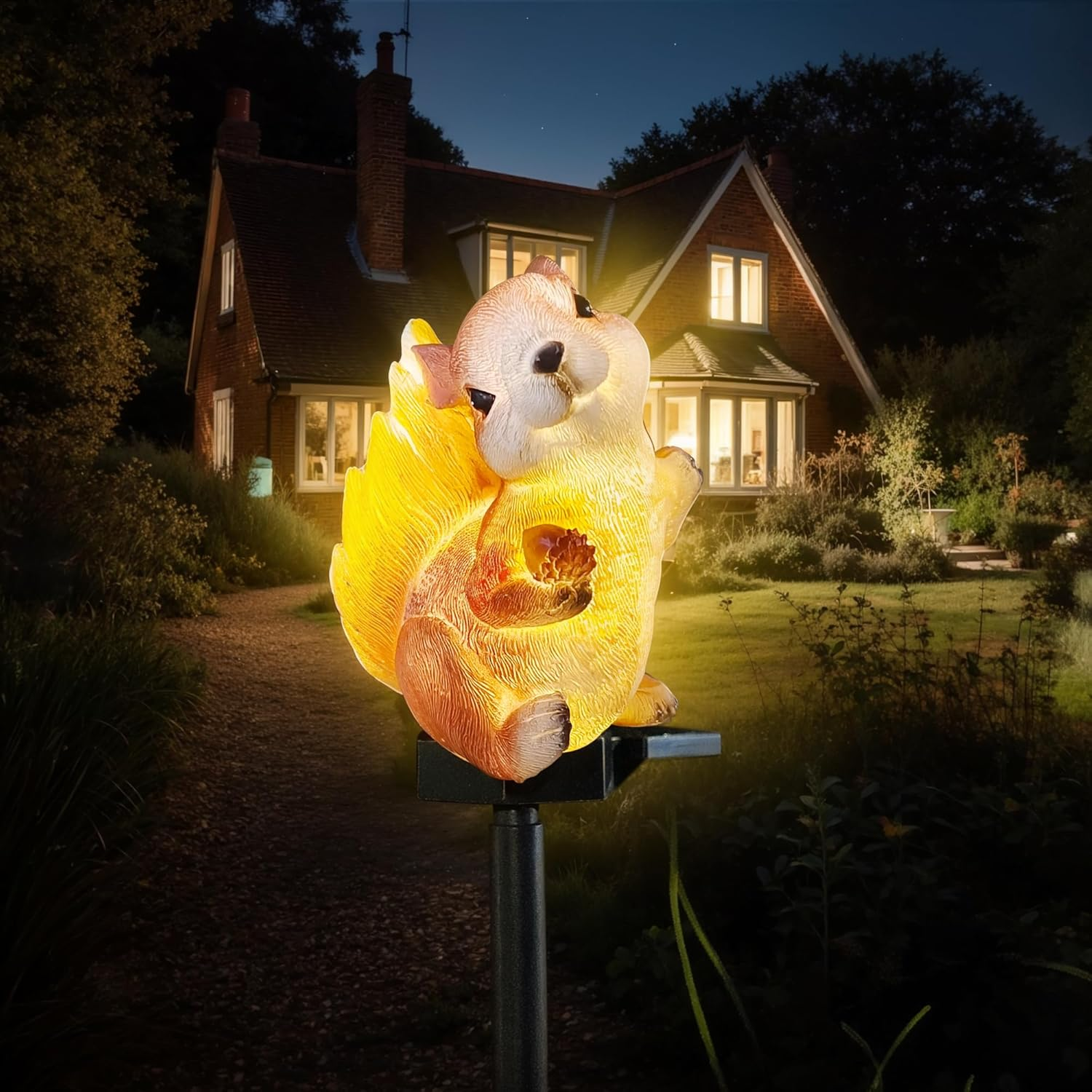 Garden Solar Light Outdoor Decor, Solar LED Light with Stake, Waterproof for Walkway Courtyard Party Decoration, White and Black Owl