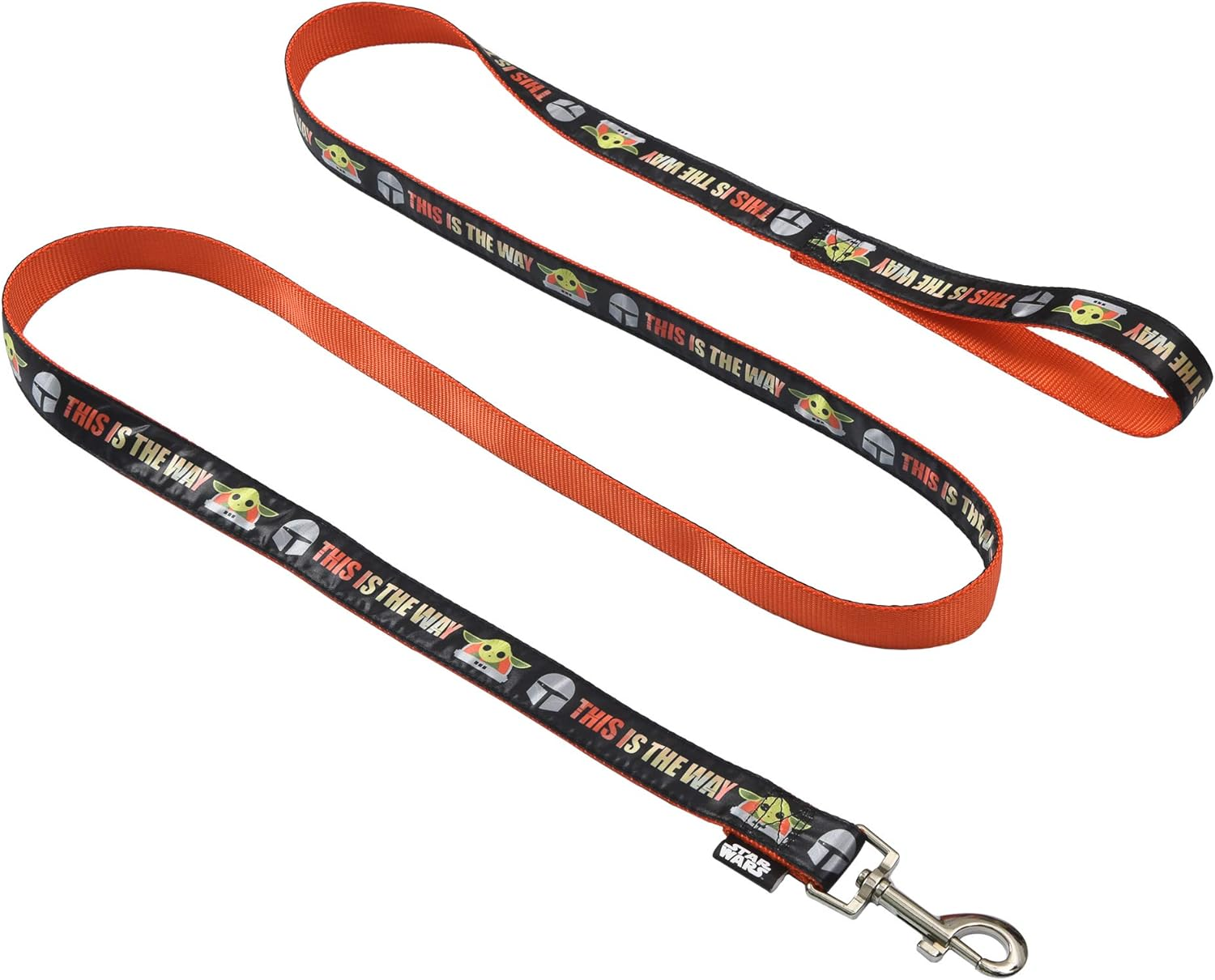 Star Wars for Pets the Mandalorian This Is the Way 6 Foot Dog Leash | Orange 6 Ft Dog Leash Easily Attaches to Any Dog Collar or Harness | Mandalorian Nylon Dog Leash 6 Feet for All Dogs image number 3