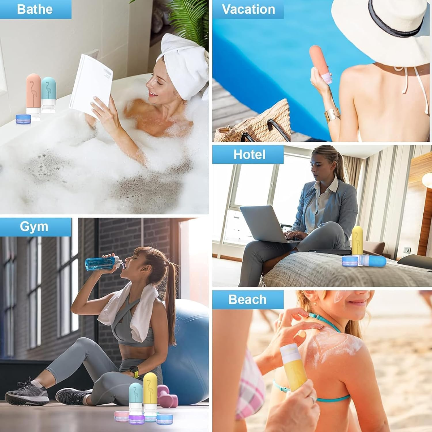 Travel Bottles for Toiletries, 17 Pcs TSA Approved Silicone Travel Containers for Toiletries, Leak Proof Refillable Liquid 3Oz 2Oz Travel Essentials Shampoo Conditioner Lotion BPA Free