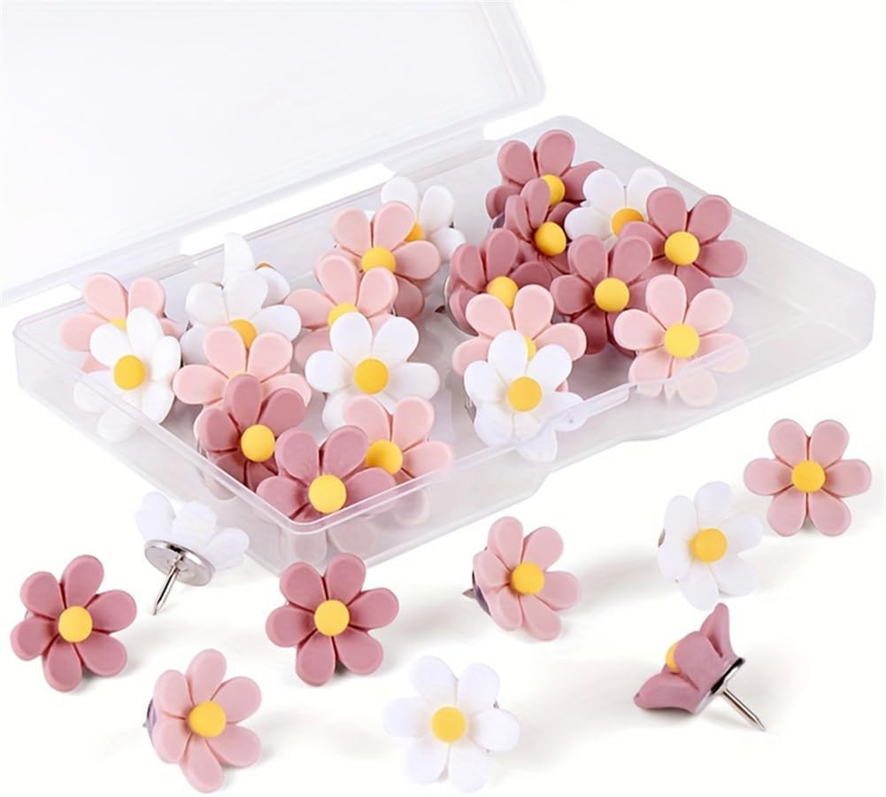 20 30 50 PCS Flower Push Pins Decorative Thumb Tacks Cute Office Decor for Women Cork Board Bulletin Board Photos Wall Maps School and Home Supplies (50) image number 2
