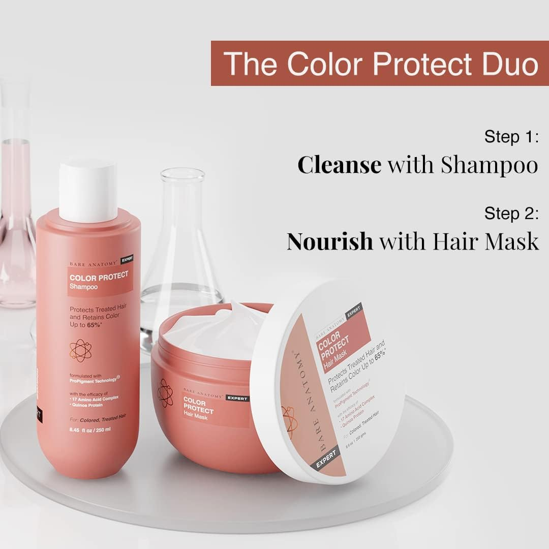 Bare Anatomy Color Protect Shampoo and Hair Mask Kit for Coloured and Treated Hair Contains 17 Amino Acid Complex & Quinoa Protein Provides 8 Weeks of Color Protection for Unisex 8.4 Ounce image number 3
