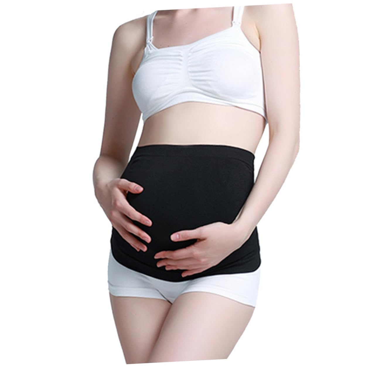 SAFIGLE Pregnancy Support Belt Maternity Belly Band Breathable Pregnancy Belt for Pregnant Women Black L Size Hip 95-105Cm Comfortable Support image number 5