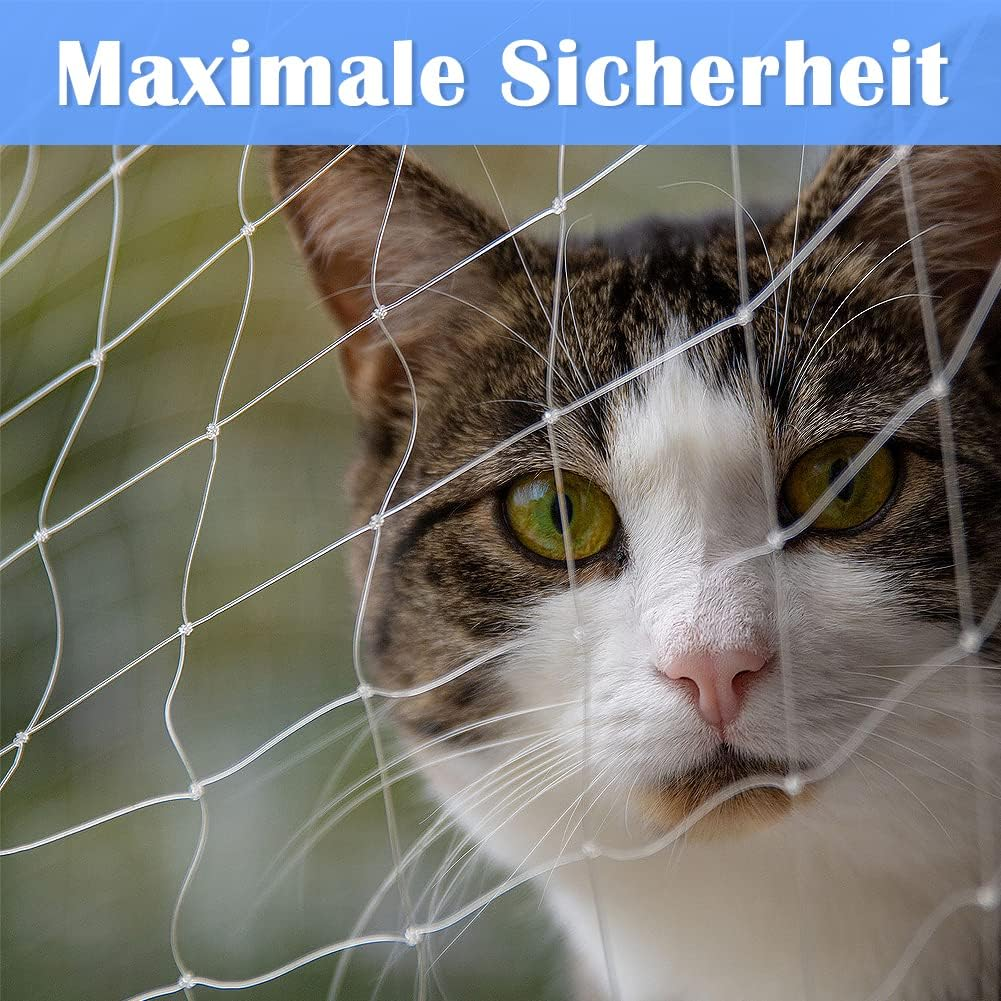 Geluode Cat Safety Net for Balcony and Windows, Transparent Cat Protection Net, Durable, Bite and Tear-Resistant, Includes Fixing Set 2 X 1.5 image number 2