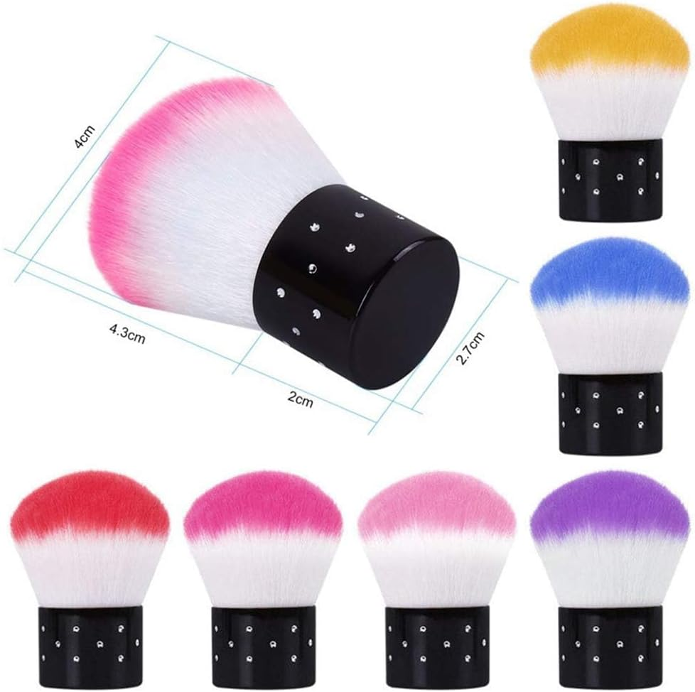 Kalolary 6Pcs Nail Art Dust Brush Remover Powder Cleaner Kabuki Brushes Makeup Powder Blush Brushes Nail Cleaning Brush Nail Art Tools for Cosmetic Makeup or Nail Art-Colorful image number 3
