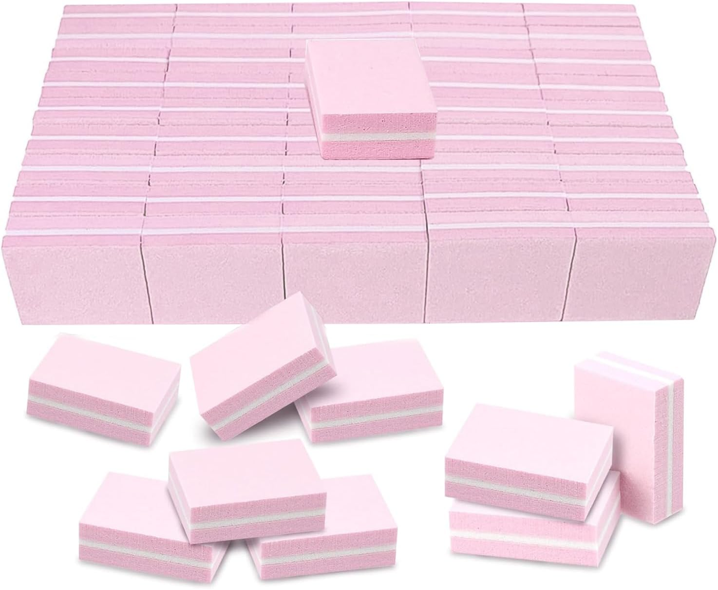 Jrusmr Nail Buffers (50 Pack)-Mini Buffer Block Nail File for Acrylic & Natural Nails, 100/180 Grit Double-Sided Buffing Blocks, Professional Manicure Set for Home & Salon Use-Pink image number 6
