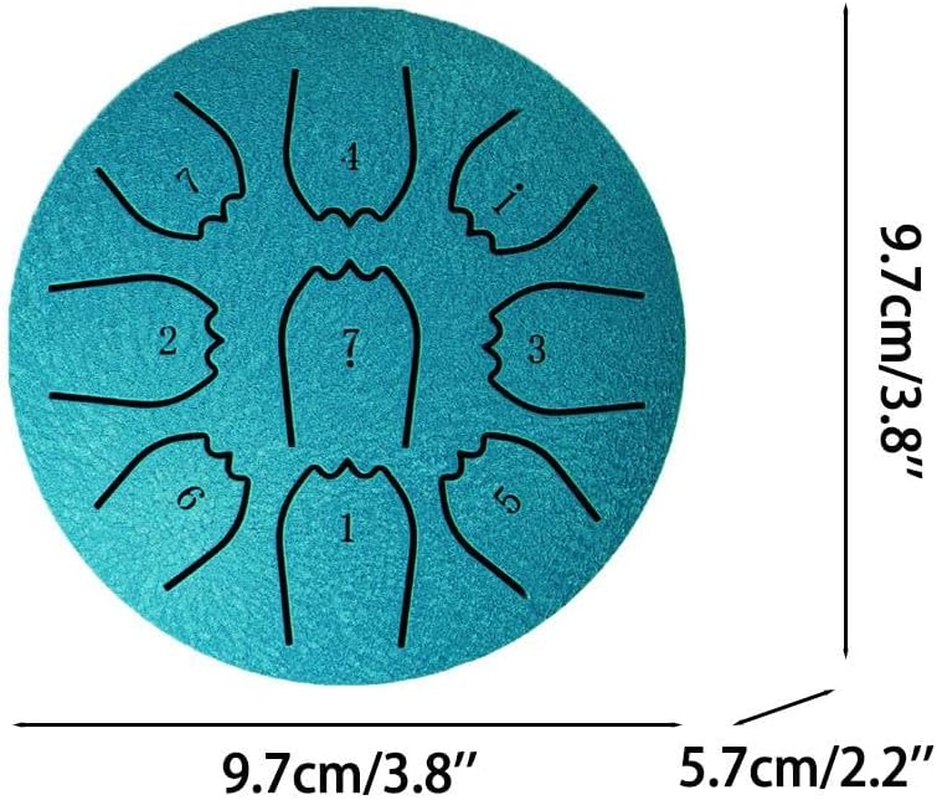 Rain Drum for outside Garden, 4 Inches 9 Notes Steel Tongue Chakra Drum Rain Chime Waterproof Musical Instrument for Garden, Mini Handpan Chakra Drum for Meditation, Yoga, Outdoor Relaxation (Blue) - Black image number 2