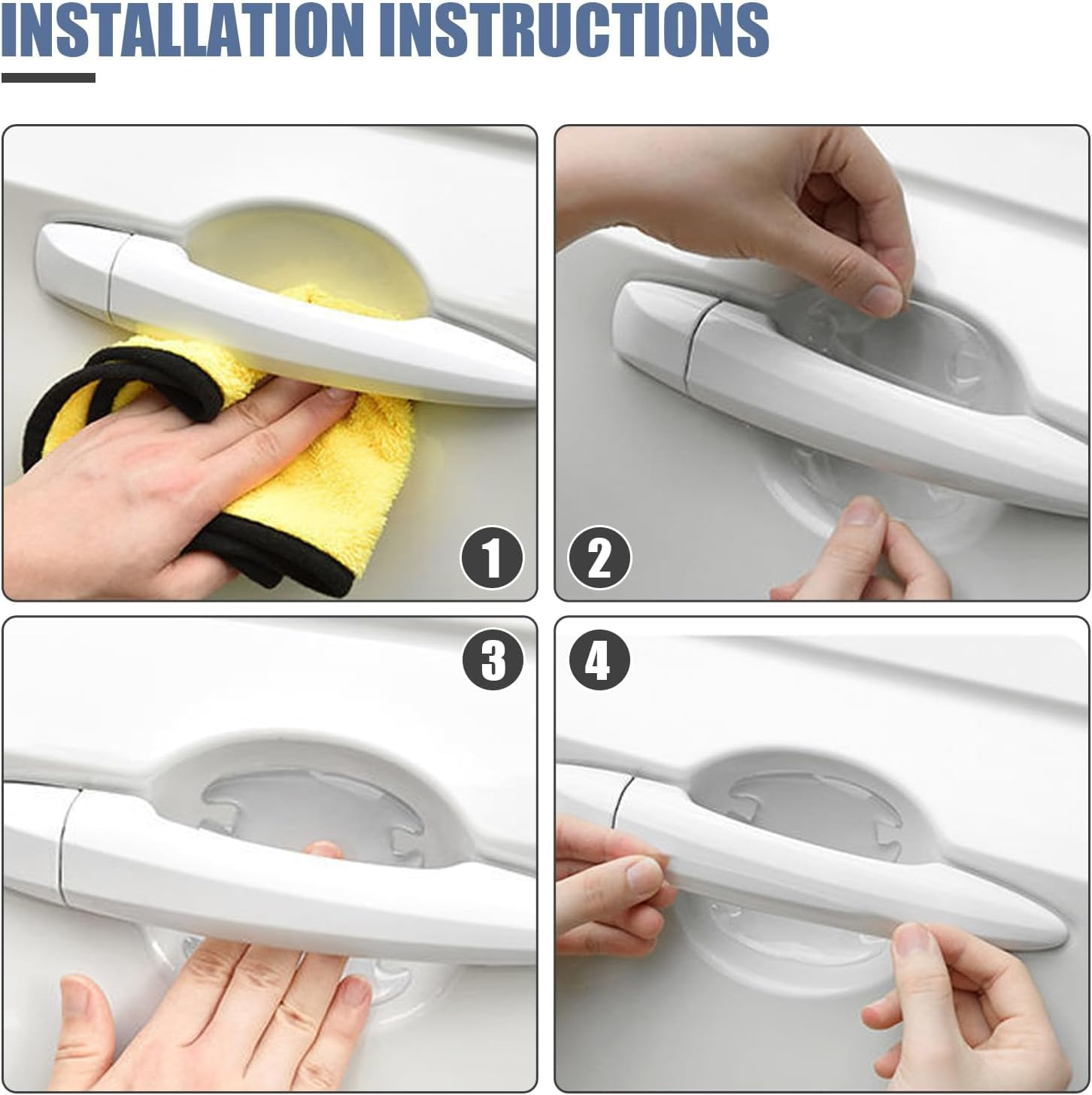 8 PCS Universal Car Door Handle and Bowl Scratch Protector Sticker, Clear Waterproof Paint Protection Film Covers for Rear View Mirror (Transparent) image number 1