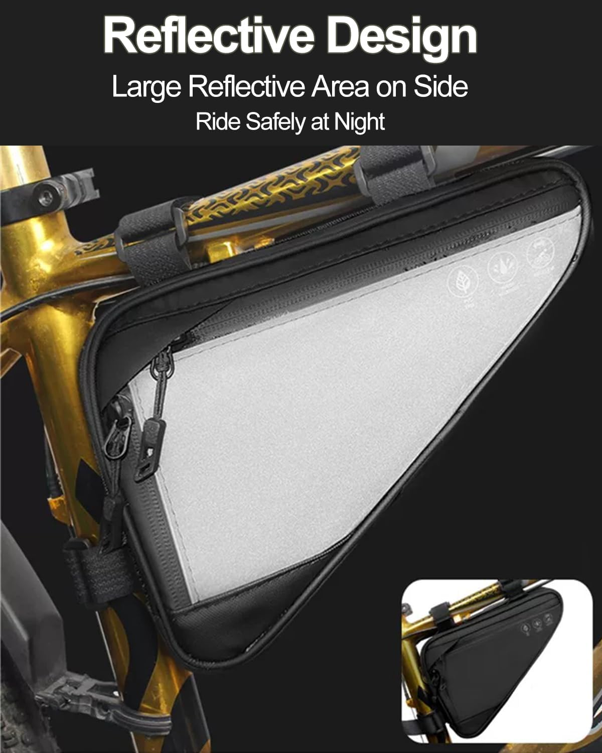 Danuosie Bike Frame Bag, Water-Resistant Bike Triangle Bag, Bicycle Tube Storage Pouch, Cycling Accessories Pack for Phone, Wallet, Keys, Tools, Use for Mountain Road Bike Trip Commute Bicycle Bike image number 2