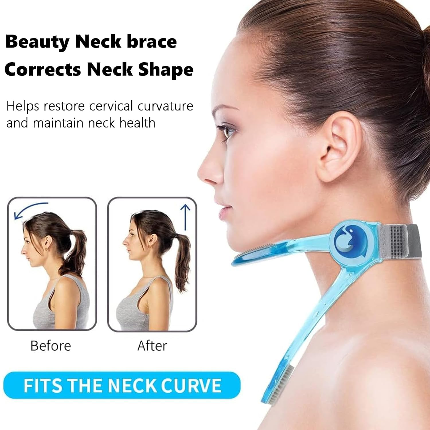 Neck Brace for Neck Pain and Support, 360 Degree Adjustable Cervical Collar for Working,Soft Neck Support Keep Vertebrae Stable and Aligned, Cervical Spine Pressure Relief（Blue）
