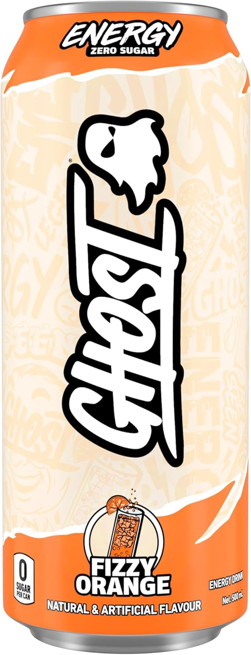 GHOST Energy Drink - 12-Pack, Fizzy Orange, 500 Ml Cans - Energy & Focus & No Artificial Colours - 160Mg of Natural Caffeine - Vegan image number 2