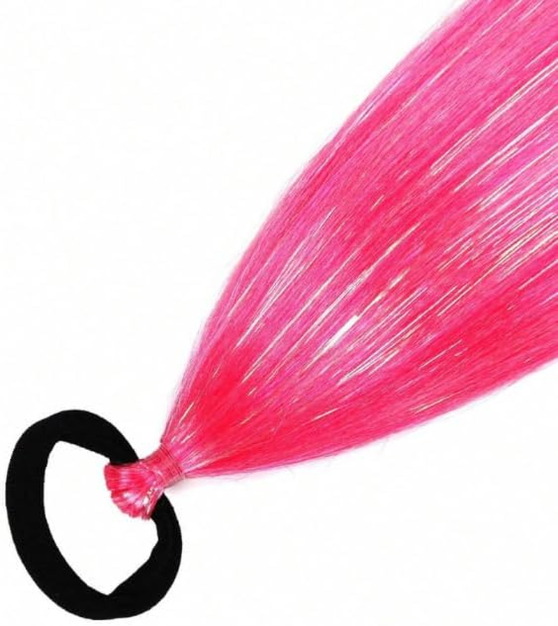 Ponytail Extensions, Glitter Festival Hair, Extensions 18 Inch, Pink Ombre, 2 Pack image number 6