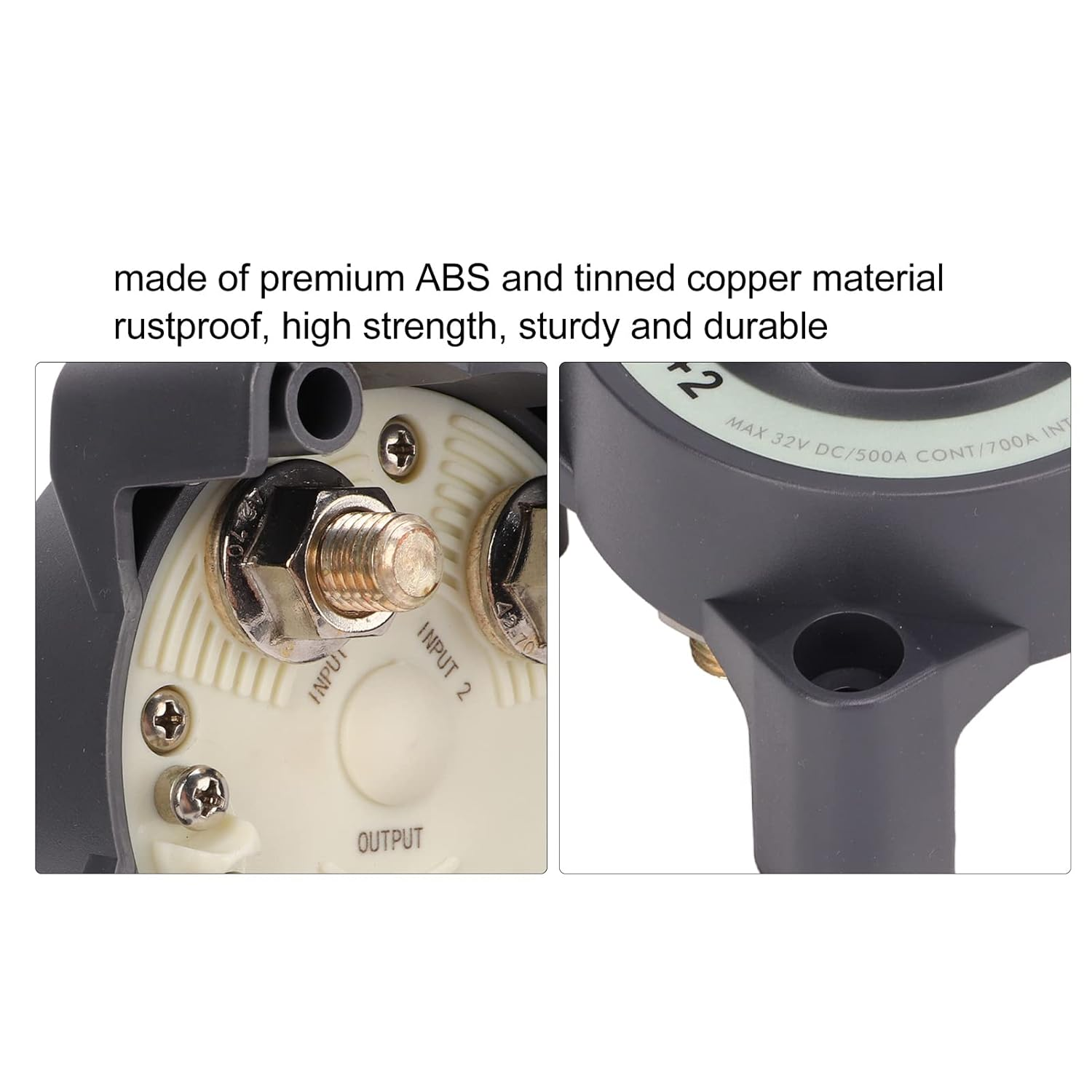 Gernie 4 Position Battery Power Cut Master Switch Disconnect Isolator 500A Marine Battery Cut off Switch, Black or Gray