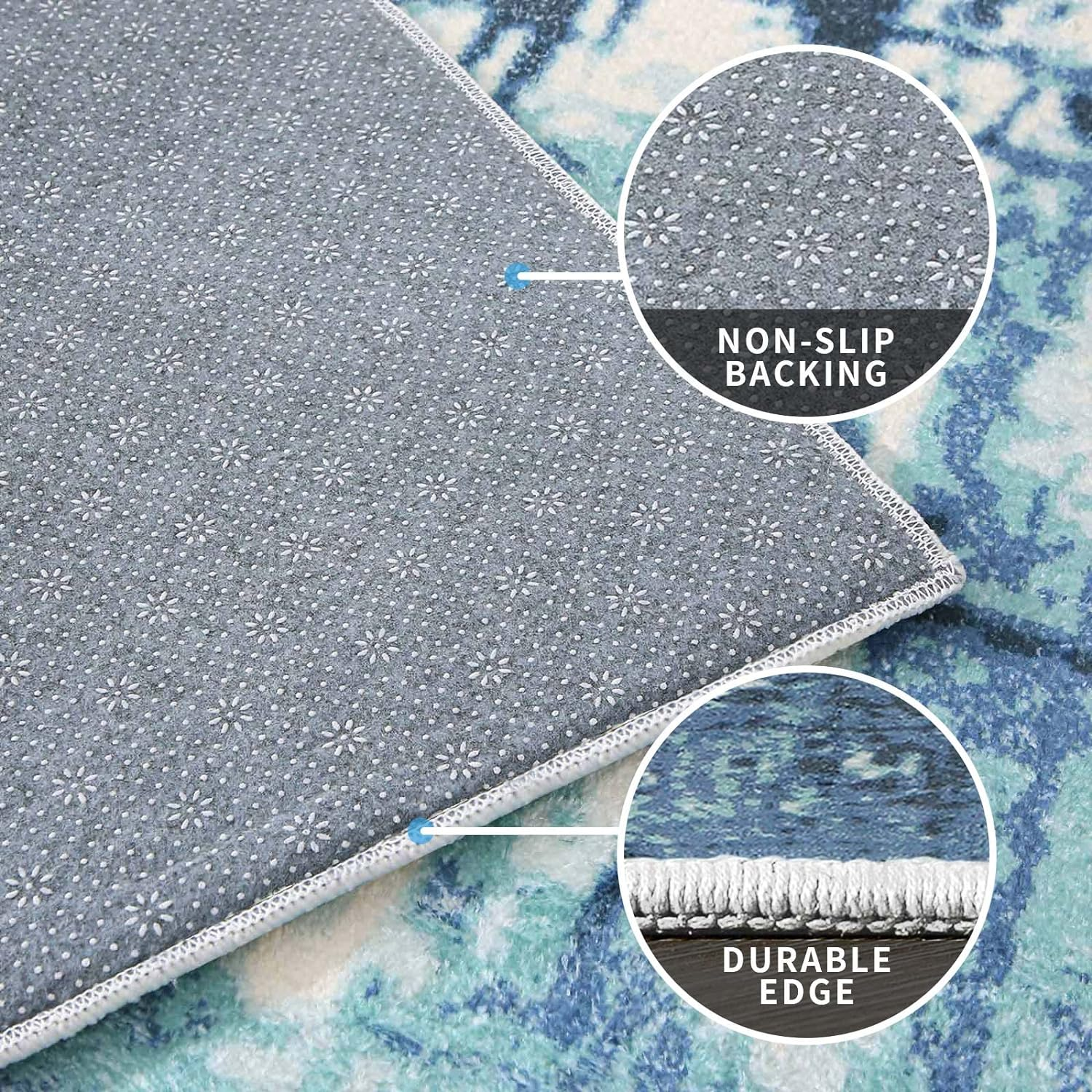 Asiinnsy Area Rugs Abstract Rug Modern Rugs Living Room Non-Slip Short Pile Rug Soft Large Grey Carpet Floor Mat Rugs for Bedroom Dining Room Home Decor (Ink Blue, 120 X 160Cm) image number 4