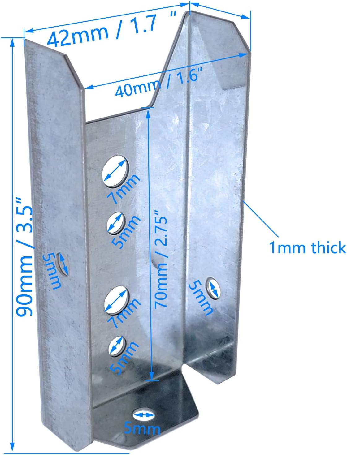 Auto-Plaza 48 Count Zinc Corner Mount Fence Brackets for 2X4 Inch Wood Post Deck Railing Connectors (ZINC ALLOY) image number 4