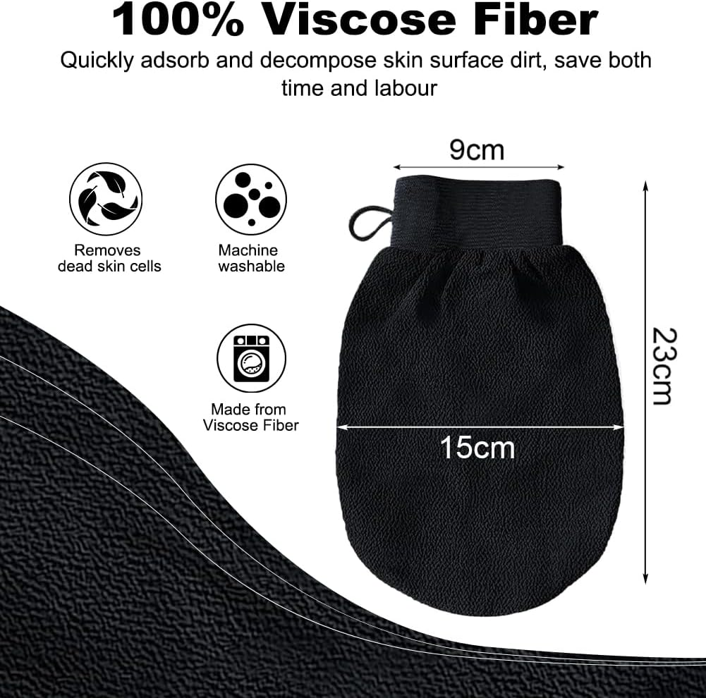 URAQT Exfoliating Gloves, Pack of 3 Exfoliating Gloves, Body Exfoliating Glove, Hamam Glove for Body and Face (Black) image number 5