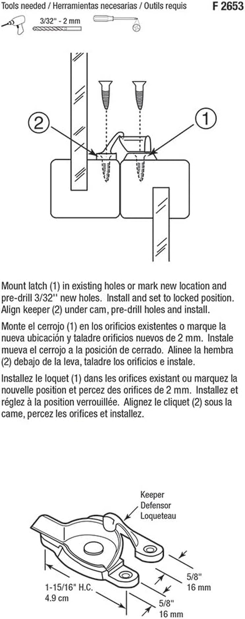 Prime-Line Products F 2653 Window Sash Lock, Spring Cam Action, Antique Brass image number 2