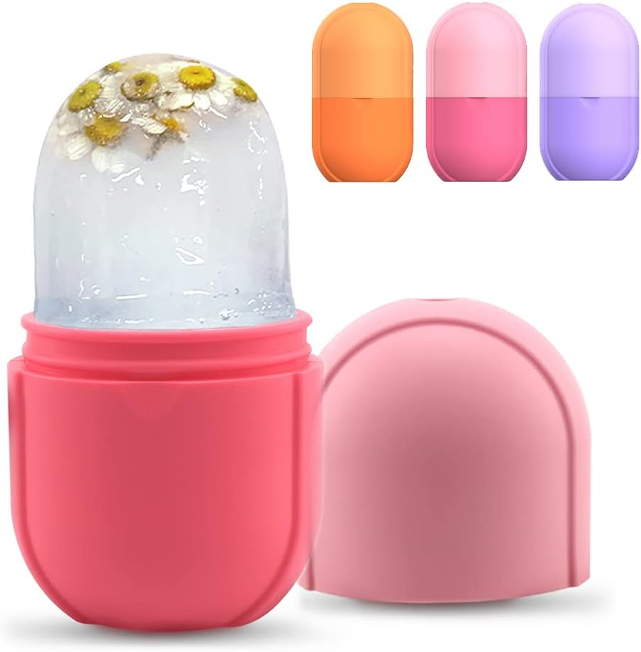 Mini Beauty Ice Face, Ice Mold for Face, Reusable Ice Face Mold, Face Ice Holder Ice Roller for Face and Eye (Pink)