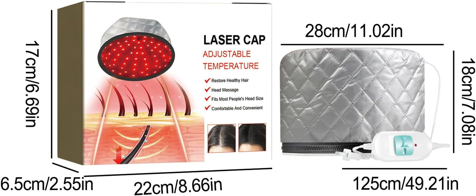 Heat Cap for Conditional, Electric Hair Care Cap with 2 Temperature Control Modes, Electric Thermal Cap for Hair Steamer Cap for Natural Hair image number 6