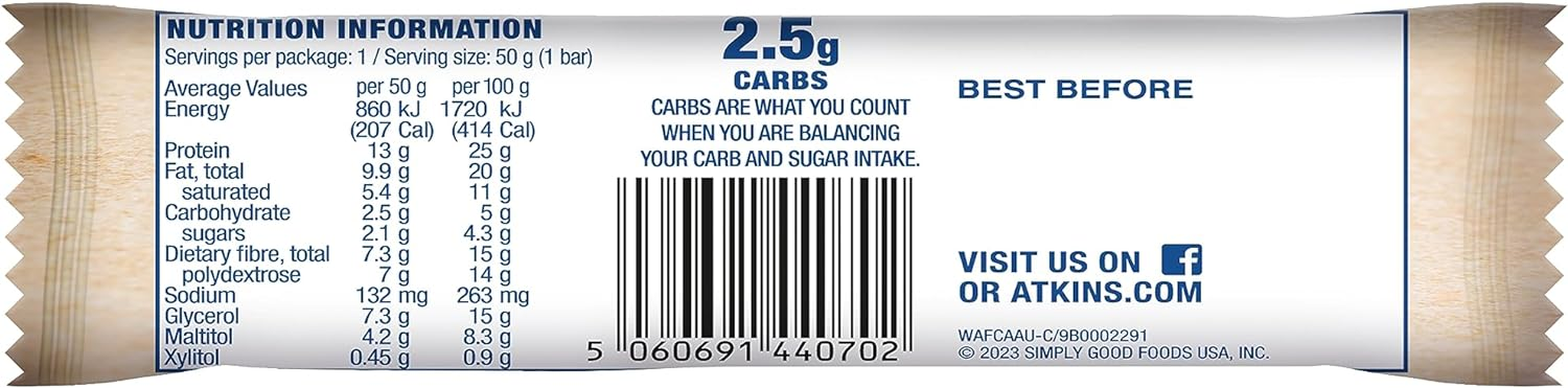 Atkins Advantage Bars, Fudge Caramel, 750 Grams, Pack of 15 image number 2