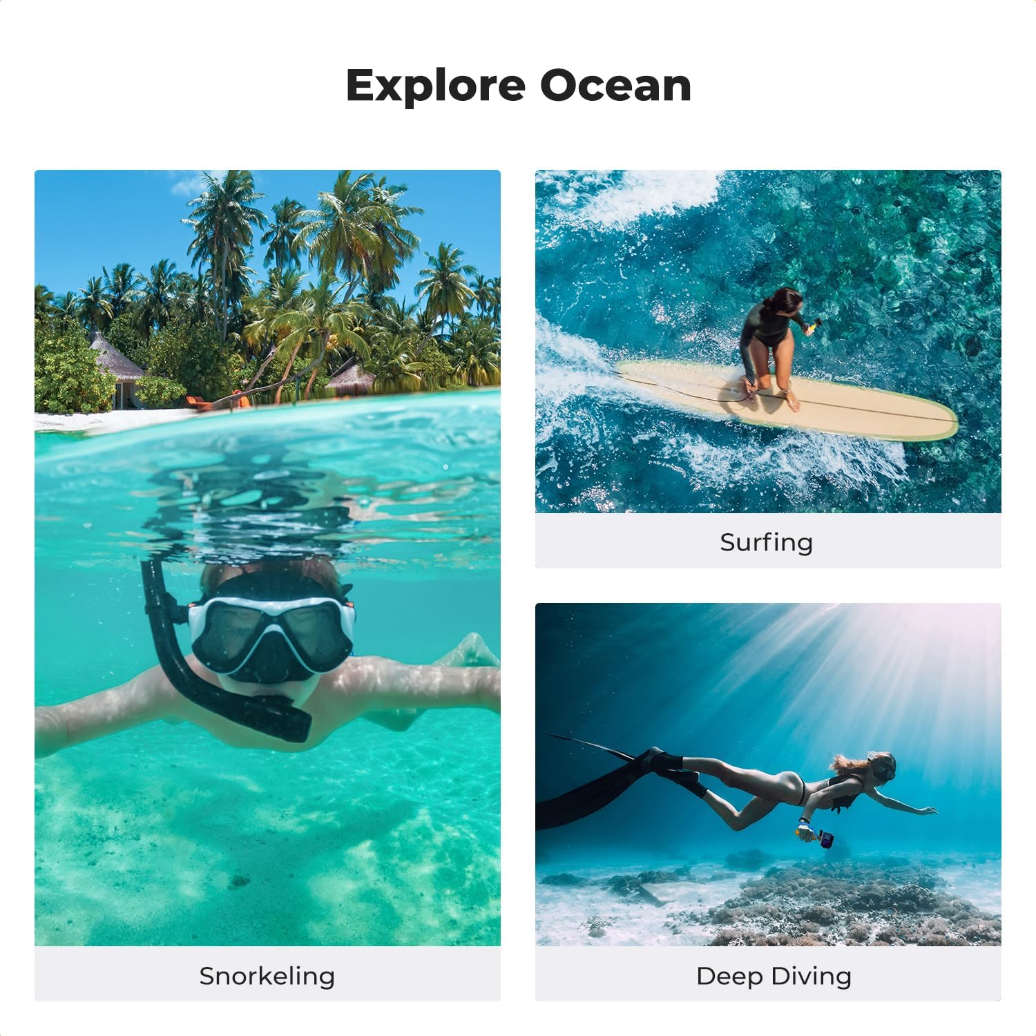 K&F Concept 60M/196FT Waterproof Case for Gopro Hero 13 Black, Protective Underwater Diving Housing for Go Pro 12/11/10/9 Black Accessories,Waterproof Action Camera Shell image number 1