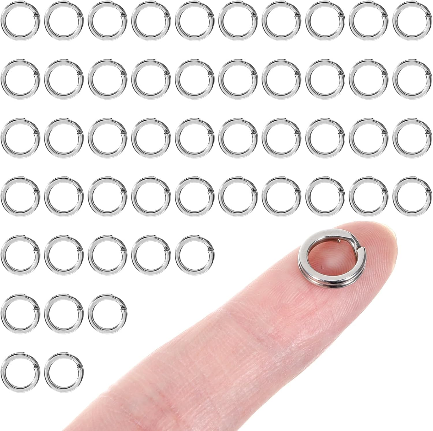 50 Pcs Mini Key Rings 10Mm Stainless Steel Split Rings Jewelry Making Open Jump Rings Pet Collar Connector Small Thin Keychain Attachment for Car Keys Craft DIY Pendant Charm Bracelet Strap Repair image number 2